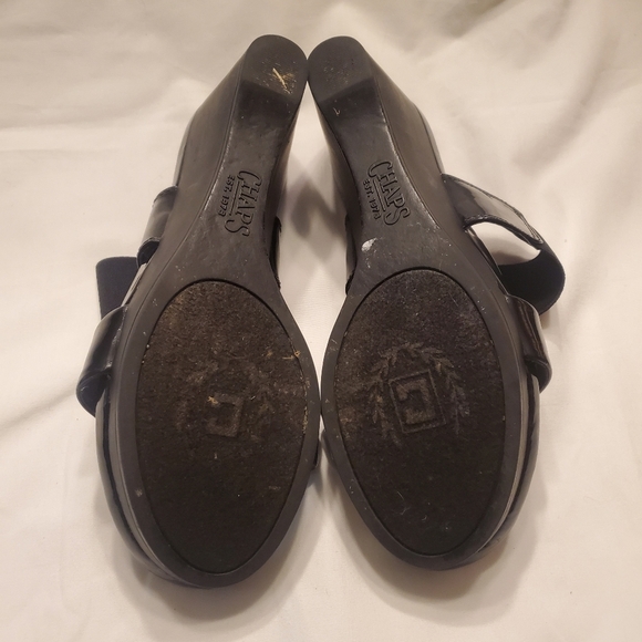 Chaps Rhoda Women's  Size 7.5 B Sandals  Black Synthetic Wedge Slip on Shoes - Picture 11 of 11